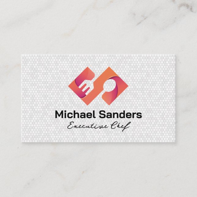 Tarjeta De Visita Cuchara de horquilla | Logotipo del restaurante |  (Anverso)