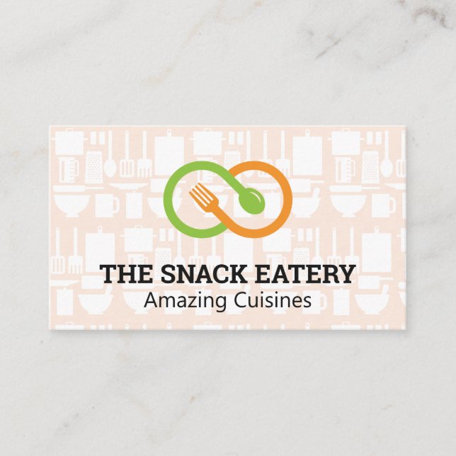 Tarjeta De Visita Cuchara de horquilla | Restaurante Kitchen Utensil (Anverso)