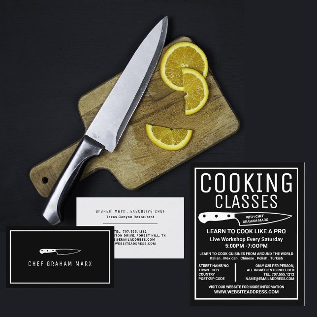 Tarjeta De Visita Cuchillo blanco, Gourmet moderno, chef, cocina (Subido por el creador)