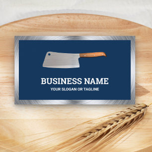 Tarjeta De Visita Cuchillo de carnicero de acero azul marino carnice