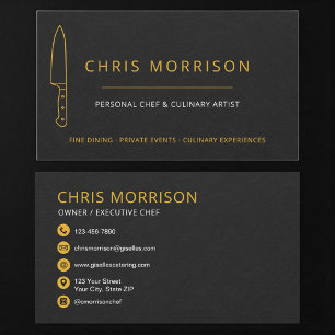 Tarjeta De Visita Cuchillo de catering para chef personal rústico