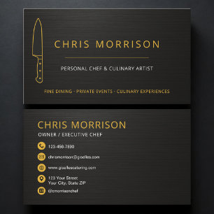Tarjeta De Visita Cuchillo de chef personal Catering Gold Black