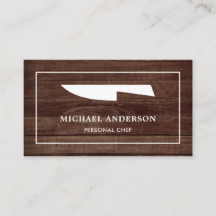 Tarjeta De Visita Cuchillo de cocina blanco de madera rústica Chef p