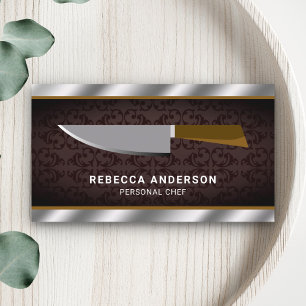 Tarjeta De Visita Cuchillo de cocina de acero metálico personal chef