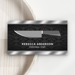 Tarjeta De Visita Cuchillo de cocina de acero metálico personal chef