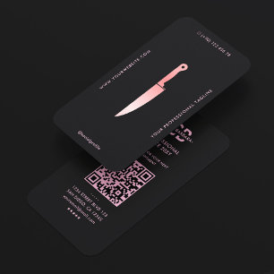 Tarjeta De Visita Cuchillo de cocina negro rosa Minimal Chef