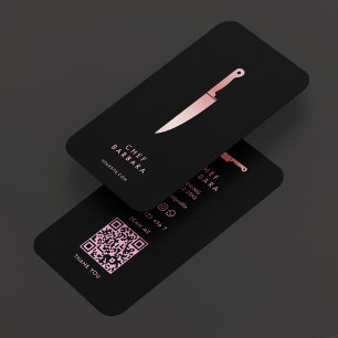 Tarjeta De Visita Cuchillo de cocina rosa minimalista para chef cate