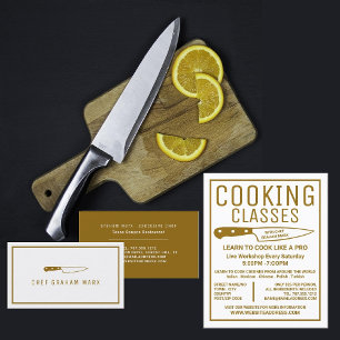 Tarjeta De Visita Cuchillo de oro, Gourmet moderno, chef, cocina