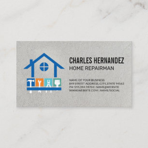 Tarjeta De Visita Cuello azul Herramientas manuales Hombre que h