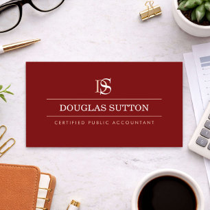 Tarjeta De Visita Cuenta Profesional Monograma Contador CPA Rojo Int