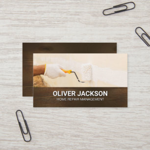 Tarjeta De Visita Cuentador de pared   Fondo de madera