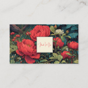 Tarjeta De Visita Cuento de Hadas Gótico Rubí Rojo Peonía Floral