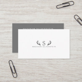 Tarjeta De Visita Cuerna de Ciervo Elegante Gris Monograma Profesion