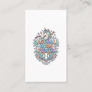 Tarjeta De Visita Cuerno de béisbol de unicornio Poder Kawaii Diseño