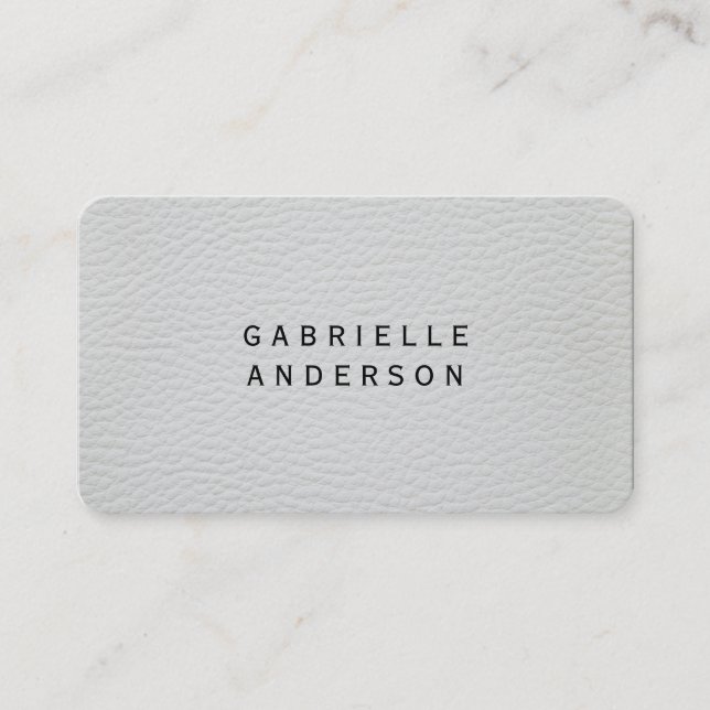 Tarjeta De Visita Cuero blanco elegante profesional (Anverso)