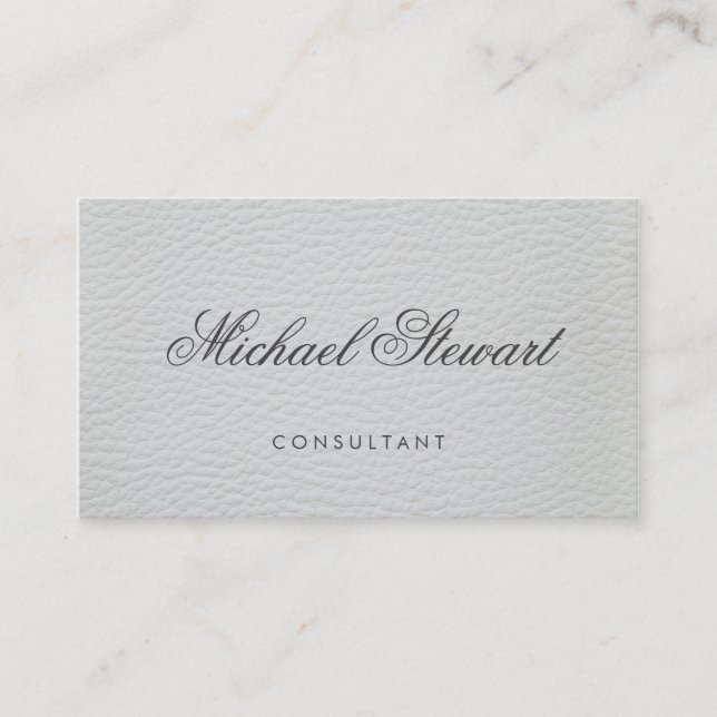 Tarjeta De Visita Cuero blanco elegante profesional con texto brilla (Anverso)
