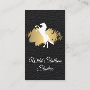 Tarjeta De Visita Cuero cepillado de oro de Stallion salvaje