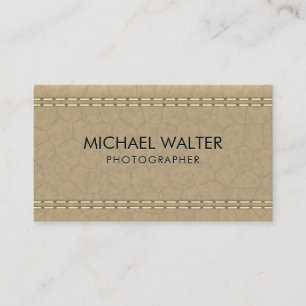 Tarjeta De Visita Cuero con título Sofisticado