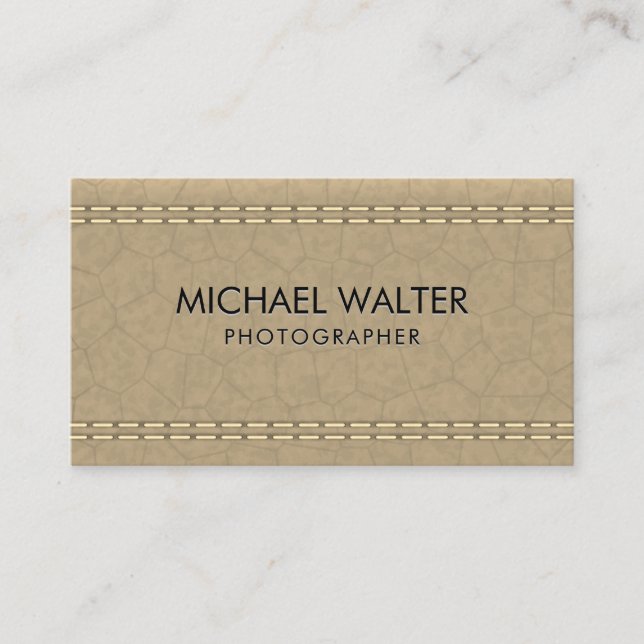 Tarjeta De Visita Cuero con título | Sofisticado (Anverso)