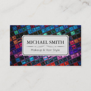 Tarjeta De Visita Cuero de mosaico moderno estilo pelo de maquillaje