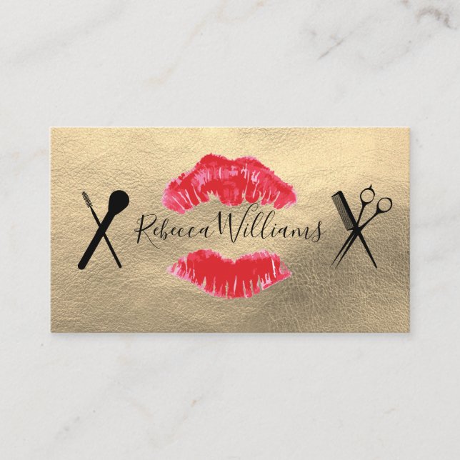 Tarjeta De Visita Cuero de oro falso / maquillaje y pelo (Anverso)