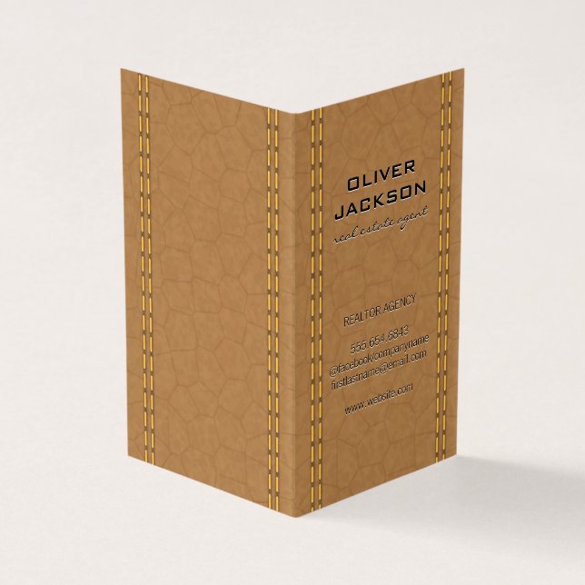 Tarjeta De Visita Cuero de Tan de doble puntería (Exterior)