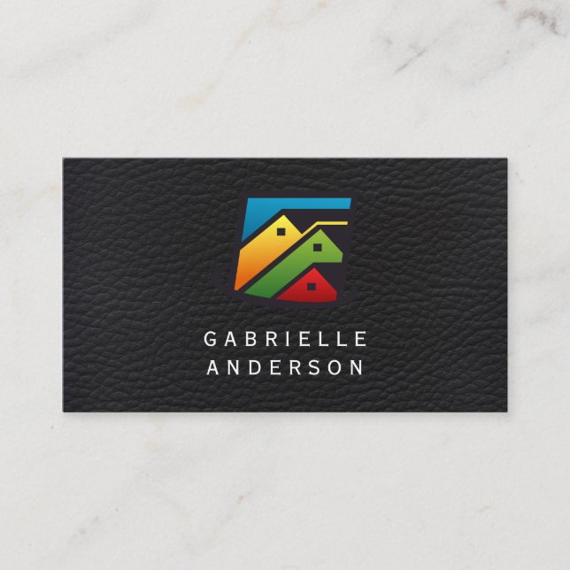 Tarjeta De Visita Cuero ejecutivo | Viviendas inmobiliarias (Anverso)
