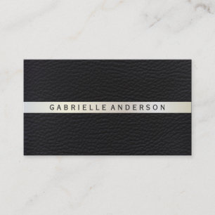 Tarjeta De Visita Cuero elegante con lujoso trípico metálico