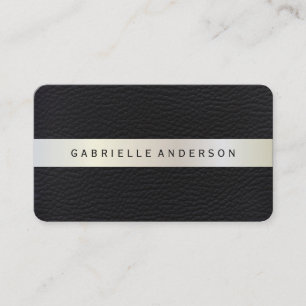 Tarjeta De Visita Cuero elegante con lujoso trípico metálico