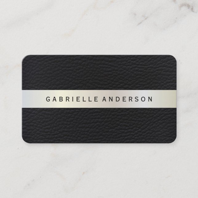 Tarjeta De Visita Cuero elegante con lujoso trípico metálico (Anverso)