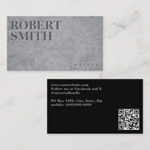Tarjeta De Visita Cuero gris falso con texto Grabado en relieve