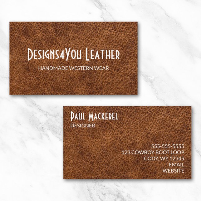 Tarjeta De Visita Cuero marrón falso (Faux Brown Leather Business Card)