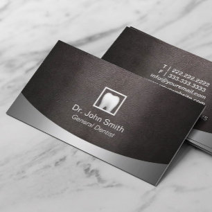 Tarjeta De Visita Cuero moderno dental y dentista Metalizado