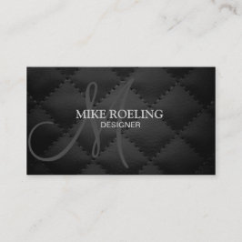 Tarjeta De Visita Cuero moderno elegante profesional del monograma