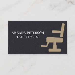 Tarjeta De Visita Cuero negro   Barber Salon Chair