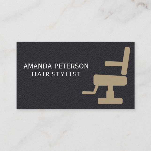Tarjeta De Visita Cuero negro | Barber Salon Chair (Anverso)