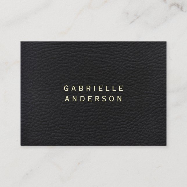 Tarjeta De Visita Cuero negro elegante profesional (Anverso)