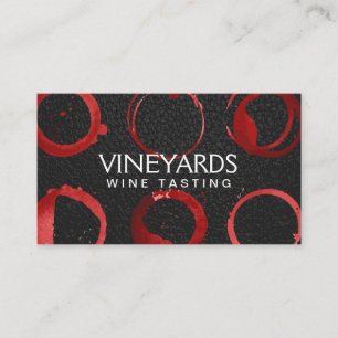 Tarjeta De Visita Cuero negro   Mancha de vidrio de vino