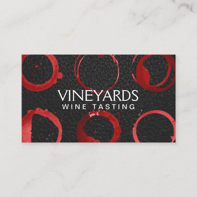 Tarjeta De Visita Cuero negro | Mancha de vidrio de vino (Anverso)