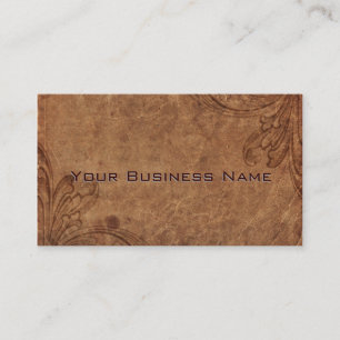 Tarjeta De Visita Cuero Occidental Vintage con Floral Repujado