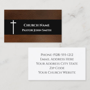 Tarjeta De Visita Cuero Oscuro Rústico Iglesia