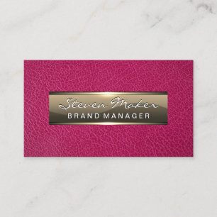 Tarjeta De Visita Cuero rosa   Metálico de oro