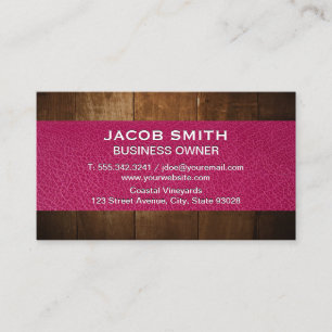 Tarjeta De Visita Cuero rosa   Tramo de madera