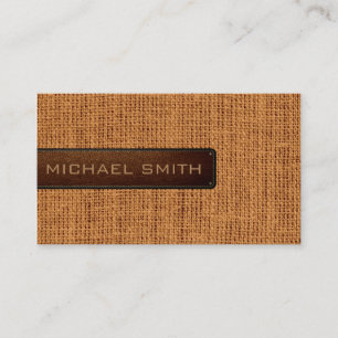 Tarjeta De Visita Cuero Rústico De Jute Burlap