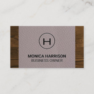 Tarjeta De Visita Cuero Tramo de madera