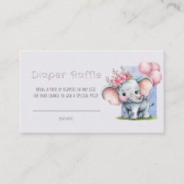 Tarjeta De Visita Cuidada acuarela Elefante Pink Floral Diaper Raffl