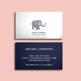 Tarjeta De Visita Cuidada elefante adorable cuidadora de niños