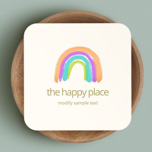 Tarjeta de visita Cuidada Happy Watercolor Rainbow (Subido por el creador)