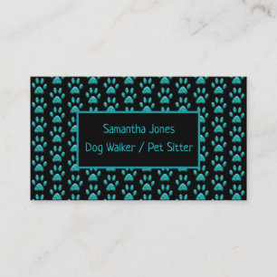 Tarjeta De Visita Cuidada Perro Profesional Walker Negro Verde azula