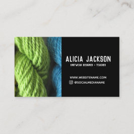 Tarjeta De Visita Cuidadando el verde azul yarn negro personalizado